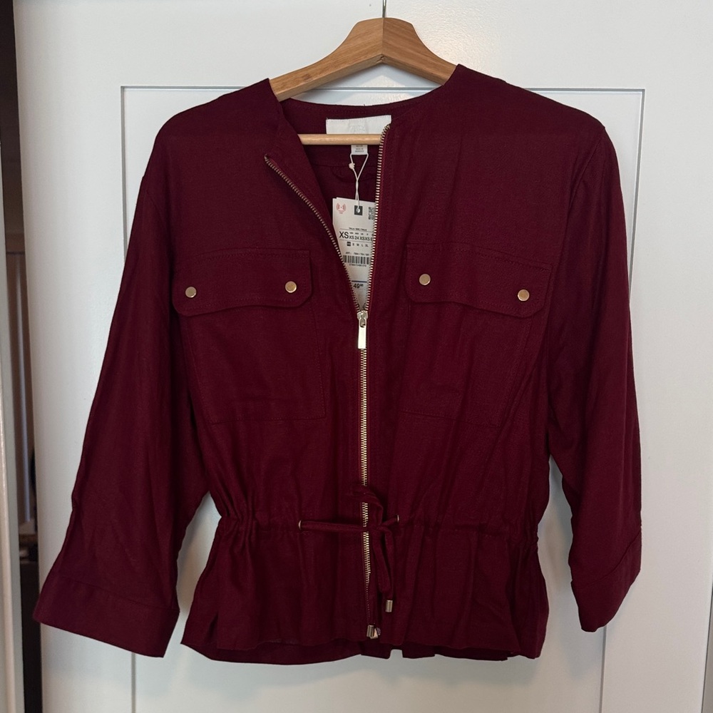 Zara Deep Red Utility Jacket